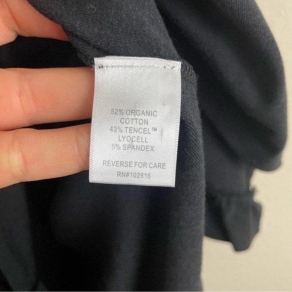 Garnet Hill Oversized Organic Cotton Relaxed Blouse Ruffle Slits‎ Black Size S - Picture 6 of 8